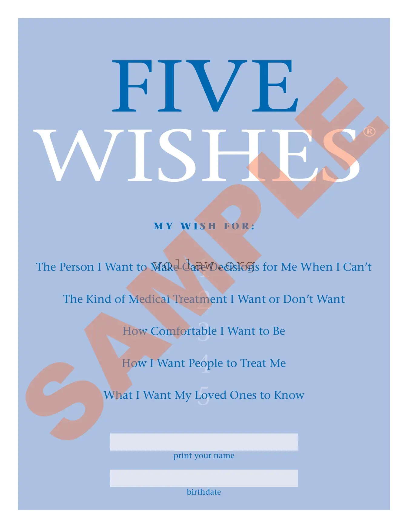 5 Wishes Document Template