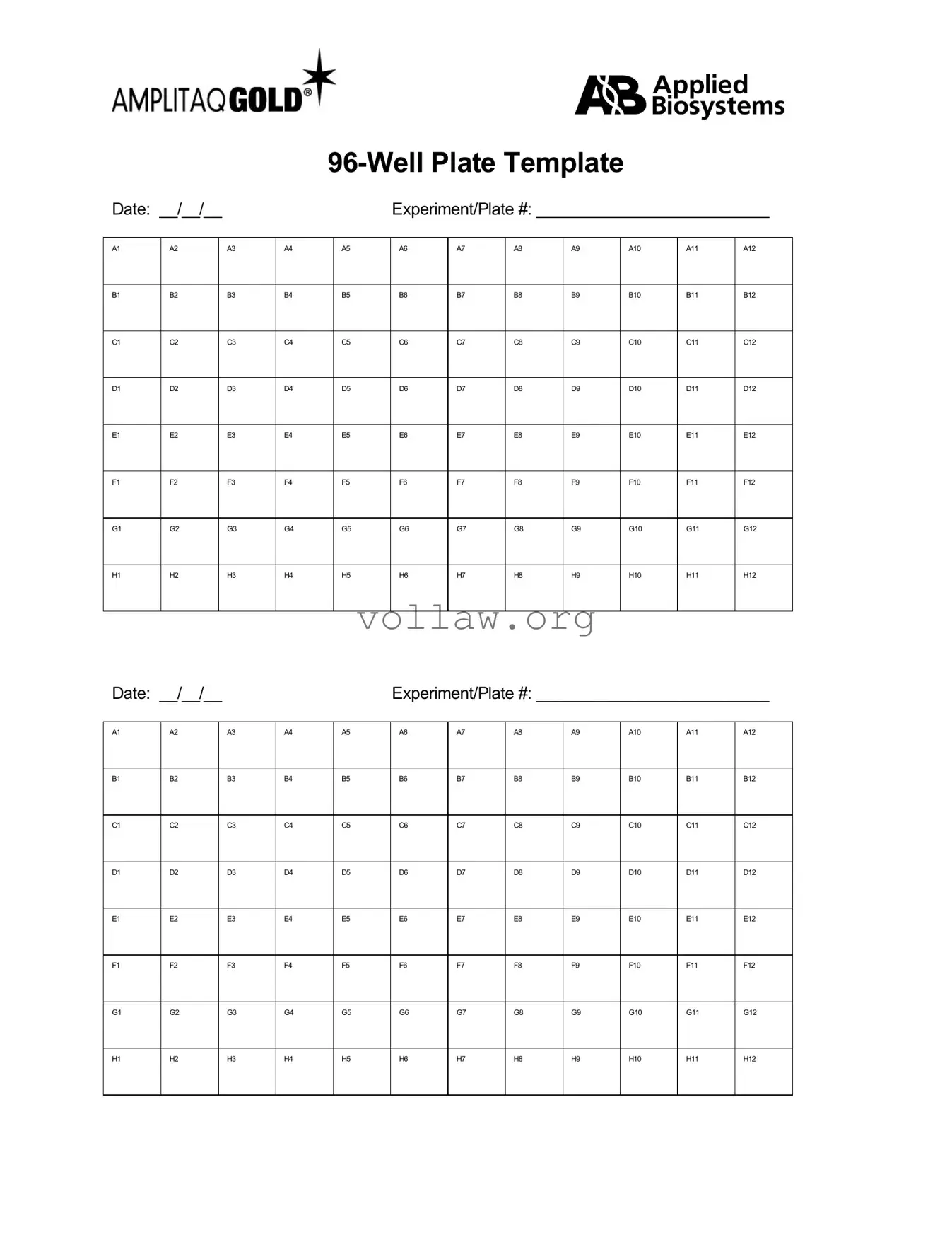 96 Well Template