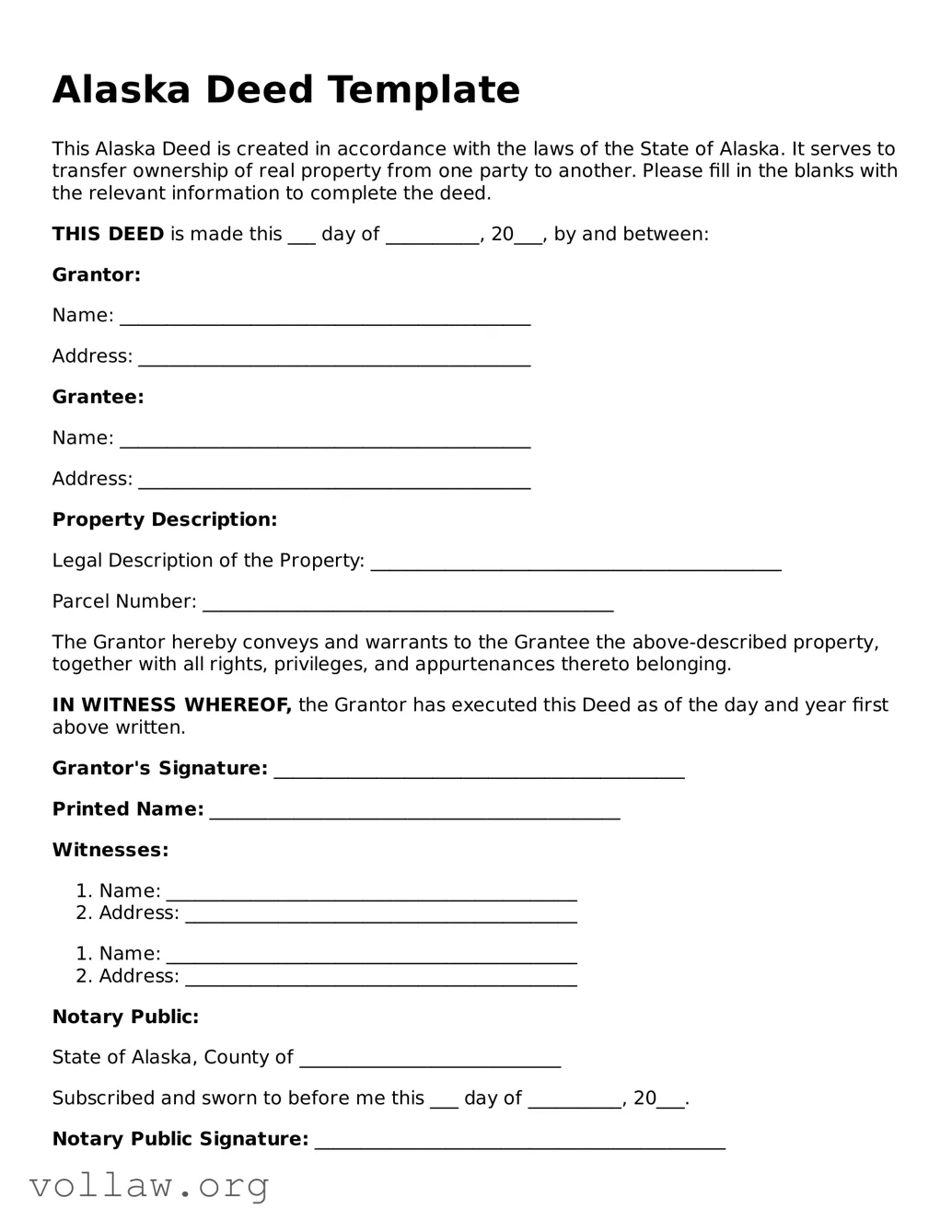 Attorney-Verified  Deed Form for Alaska