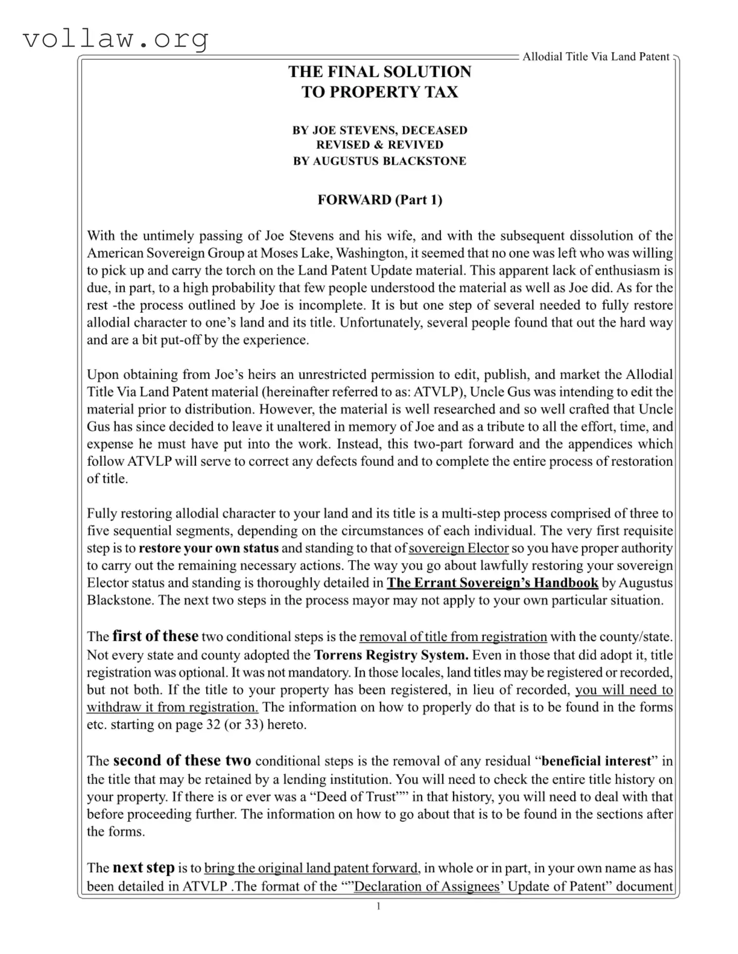 Allodial Title Template