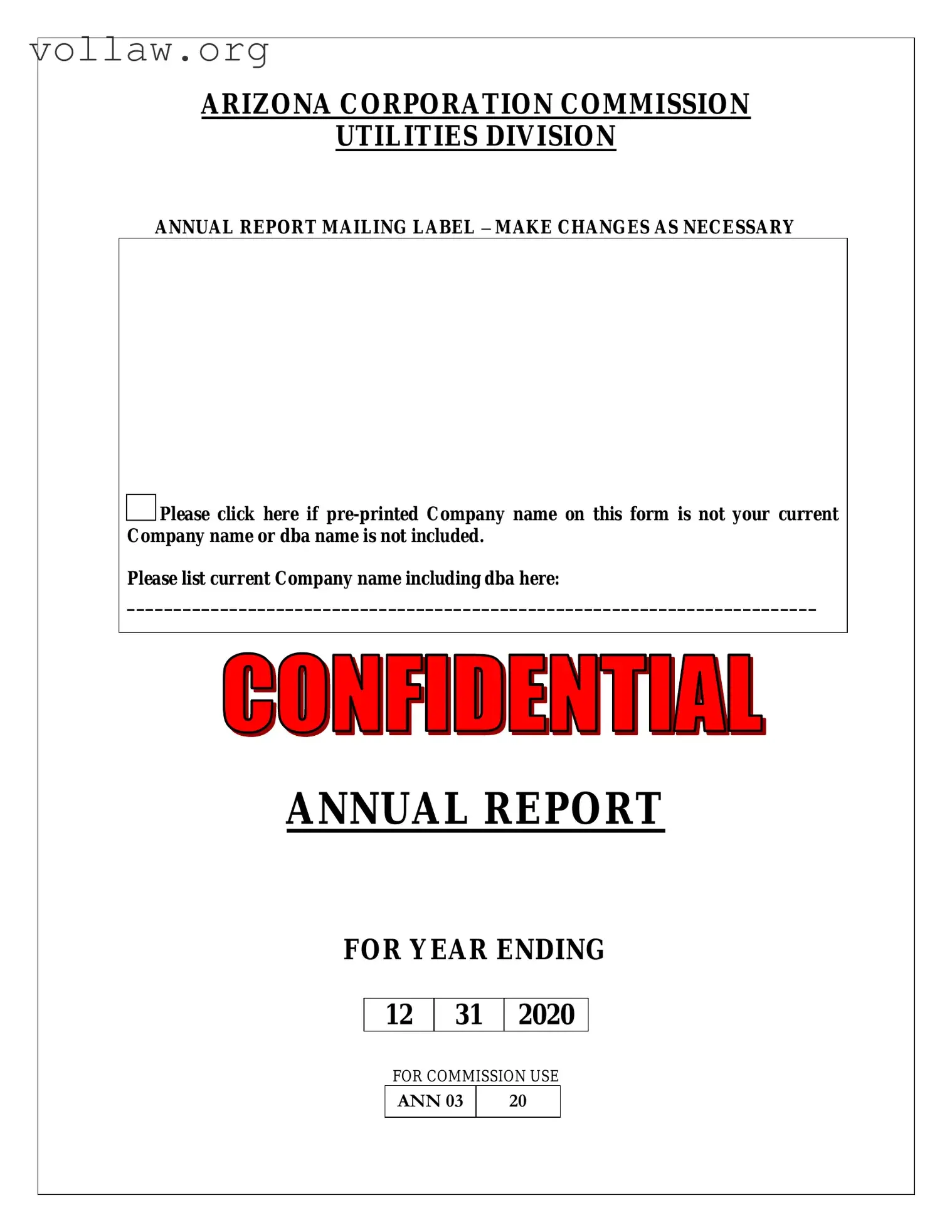 Arizona Annual Report Template