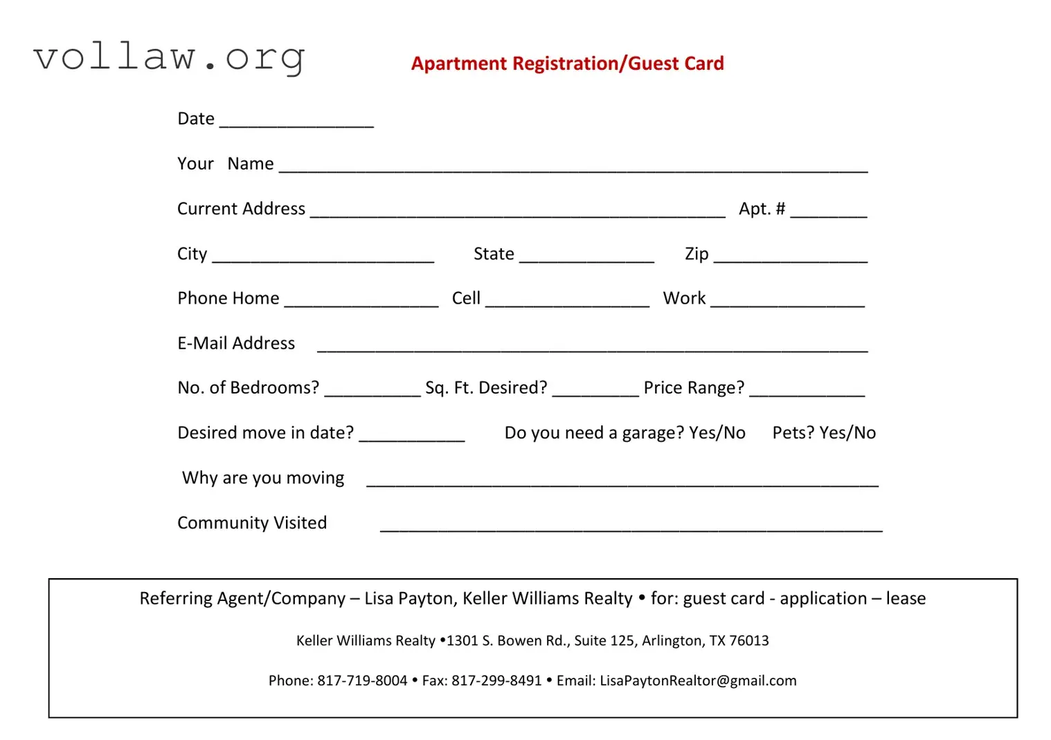 Apartment Card Template