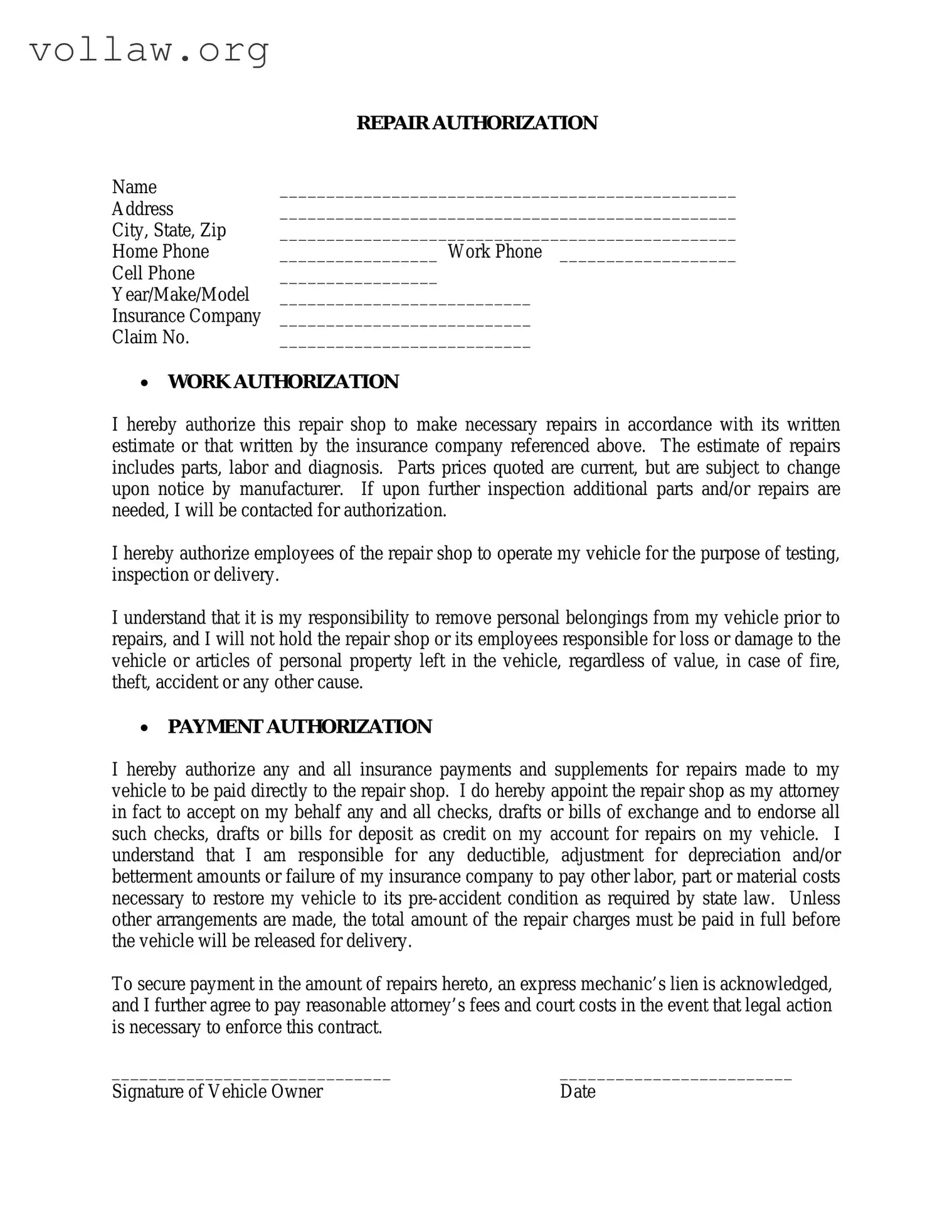 Authorization Repair Template