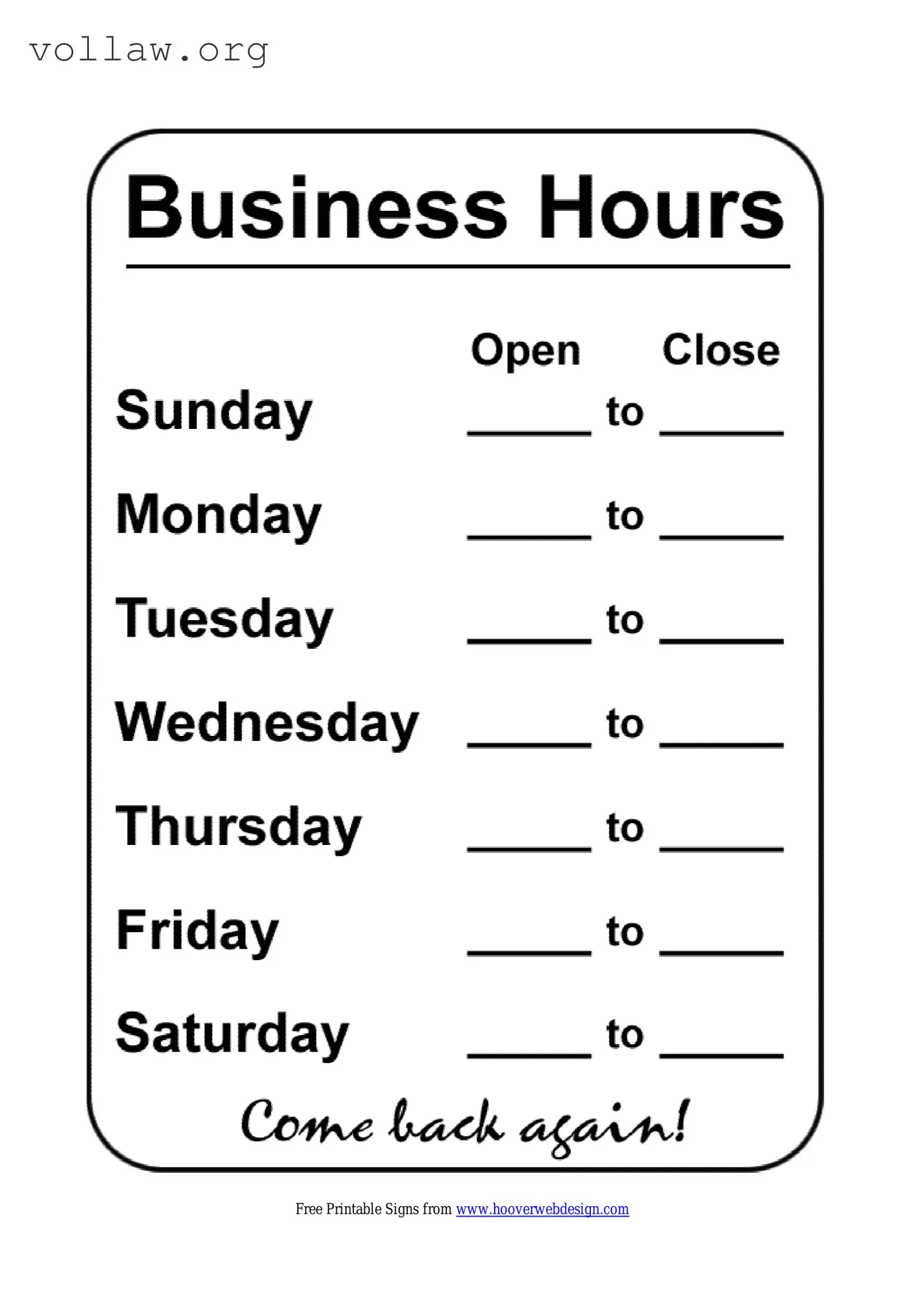 Business Hours Template