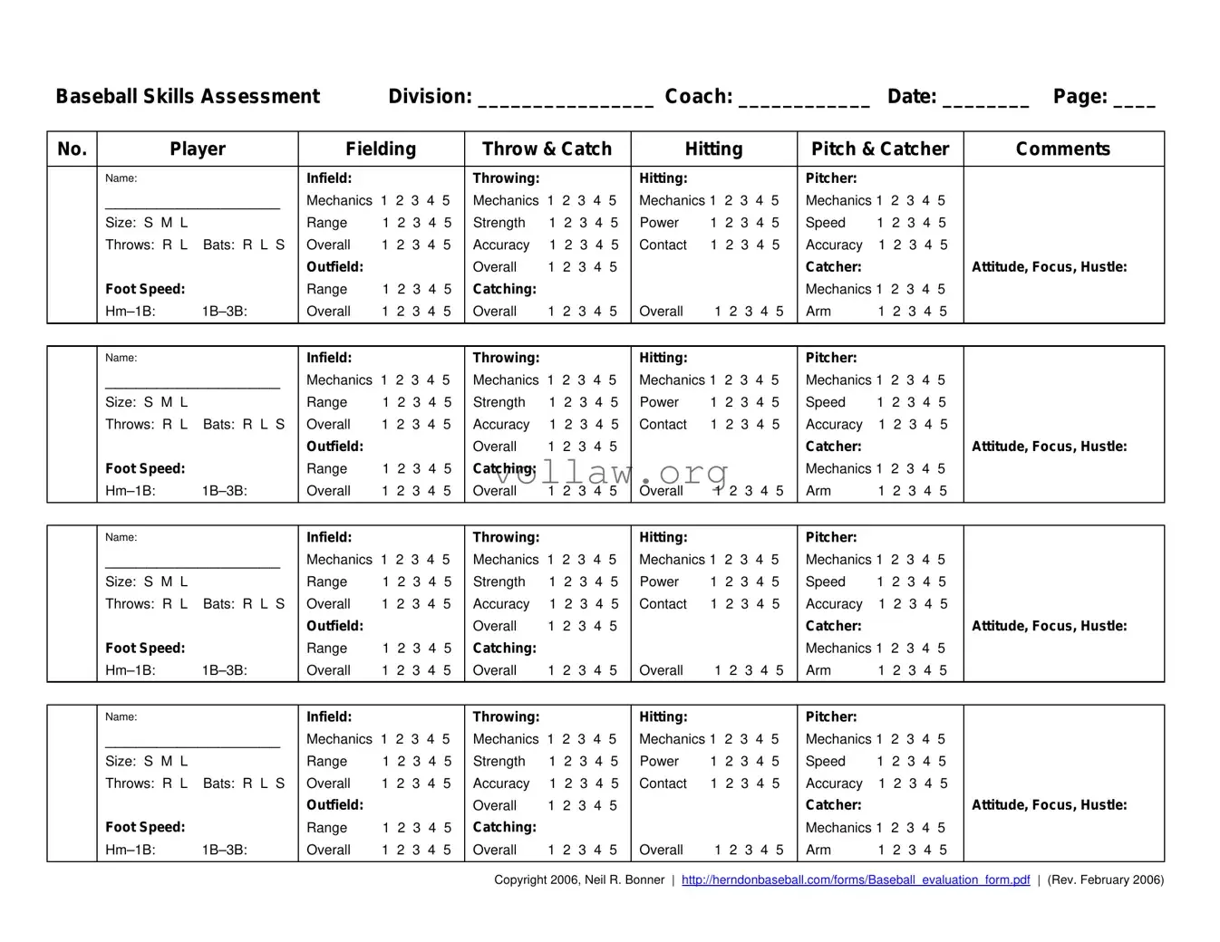 Baseball Assessment Template