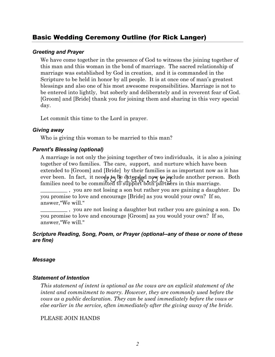 Wedding Ceremony Script Template
