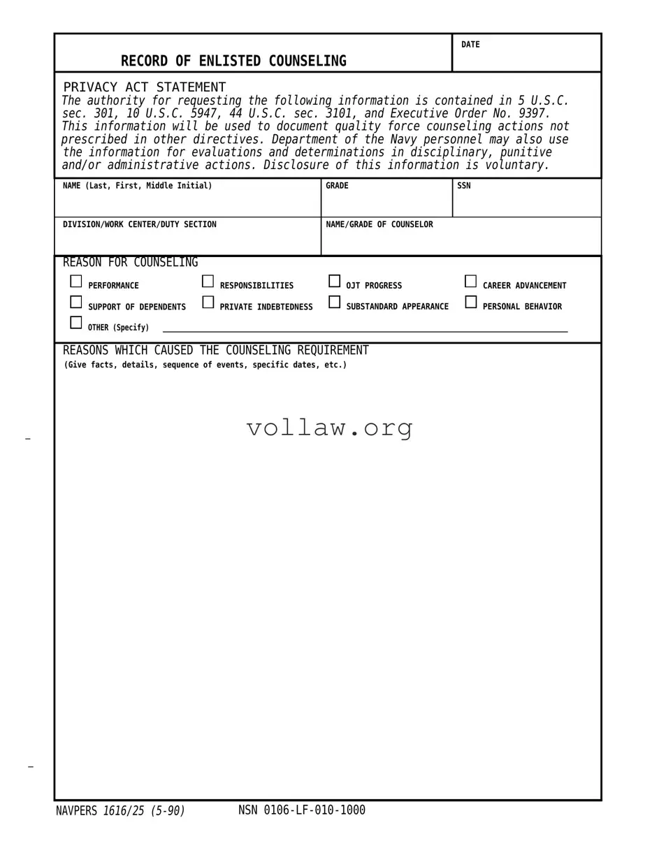 Navpers 1616 25 Template