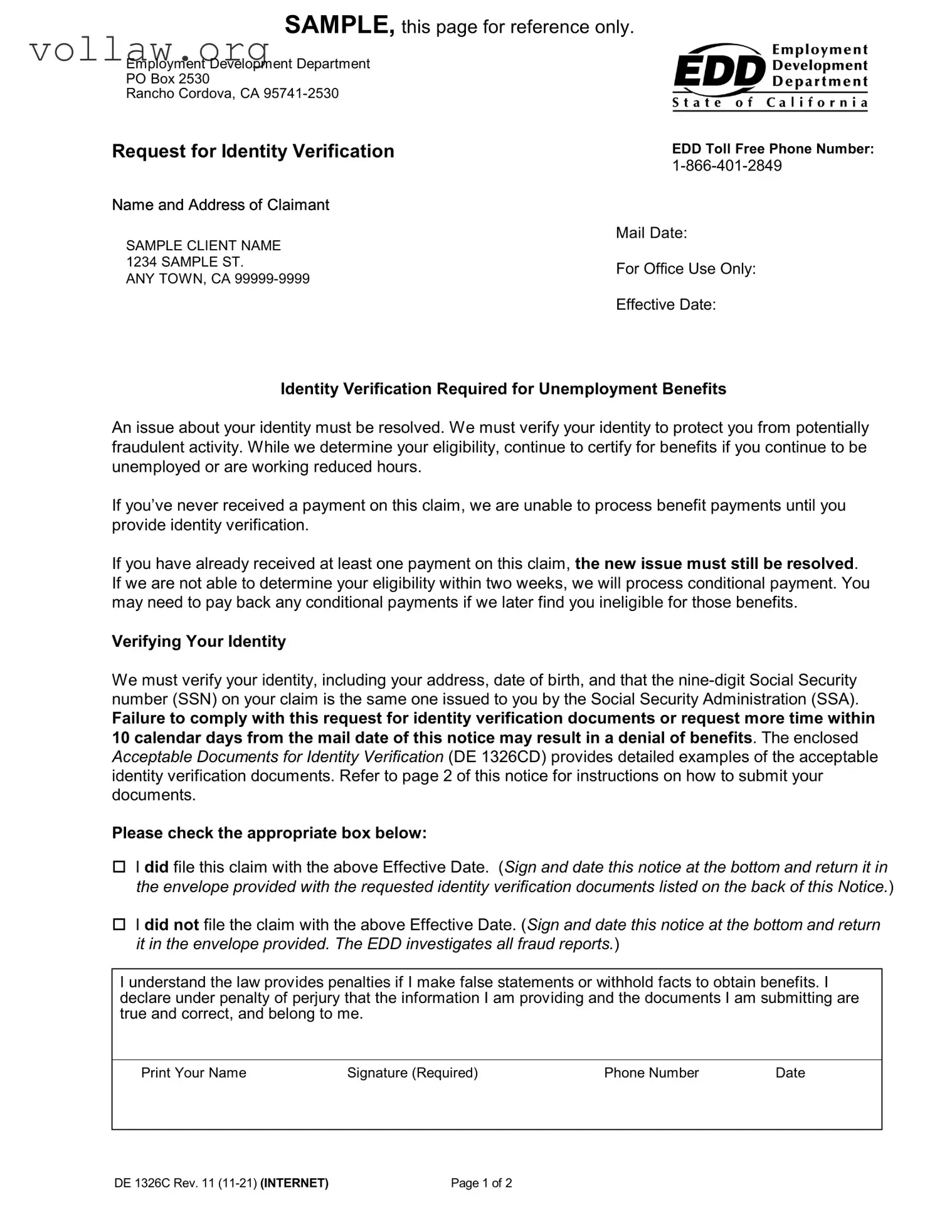 Edd Ideninty Verification Template