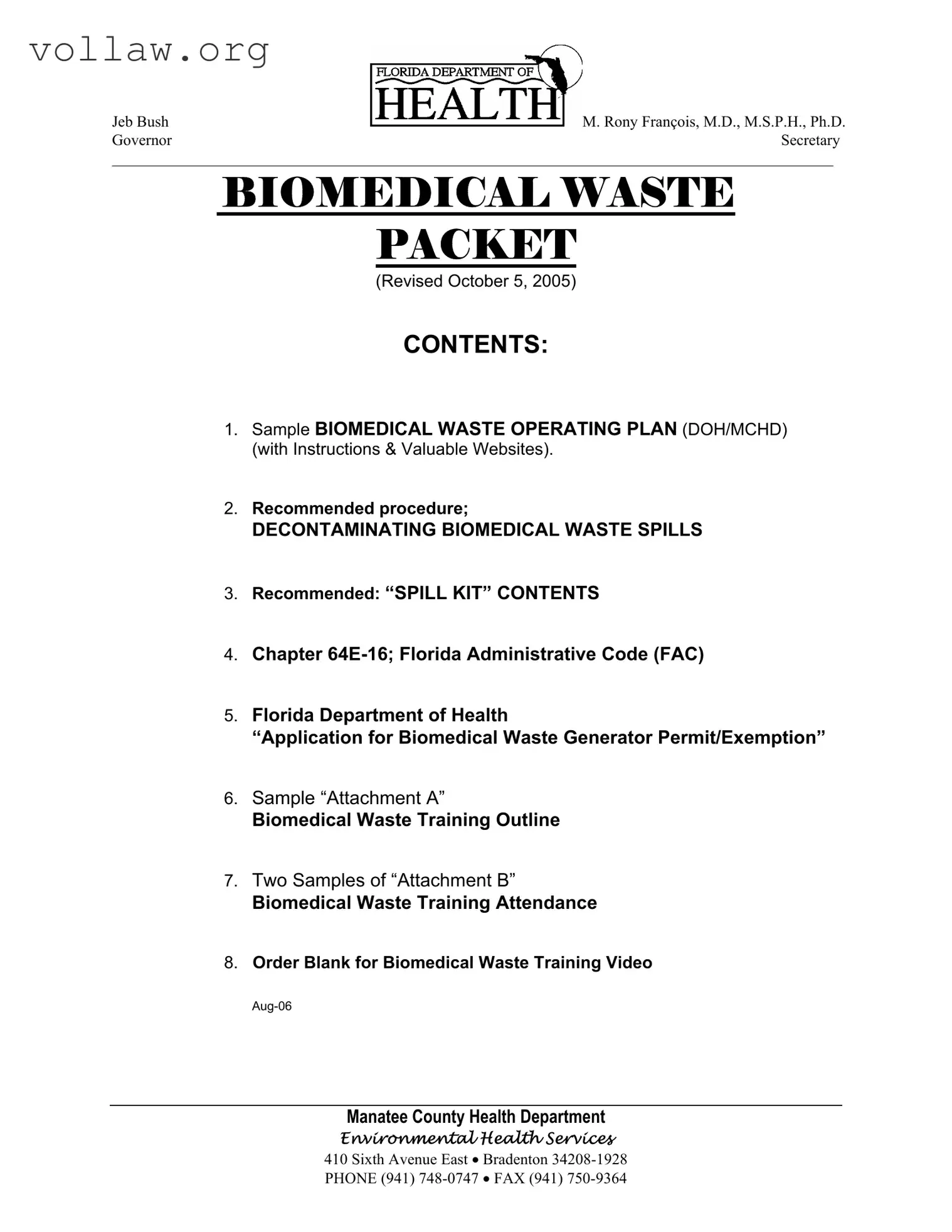 Biomedical Waste Operating Plan Template