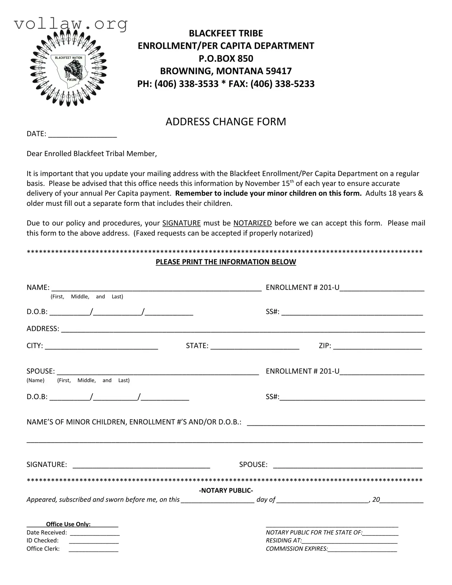 Blackfeet Enrollment Template