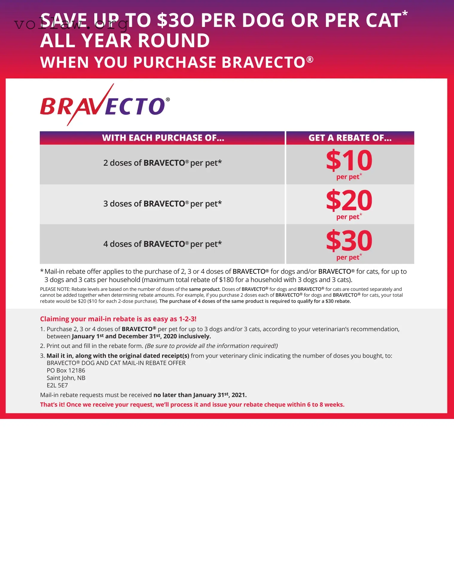 Bravecto rebate form Template