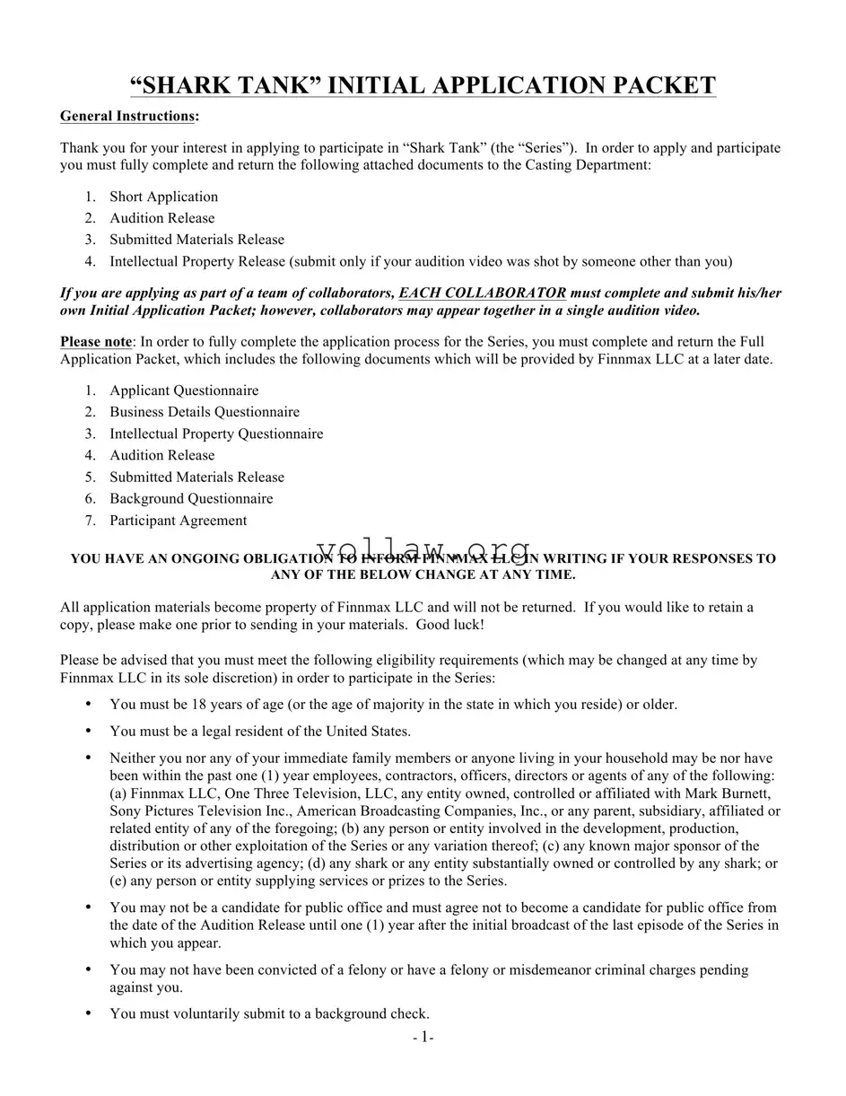 Shark Tank Application Template