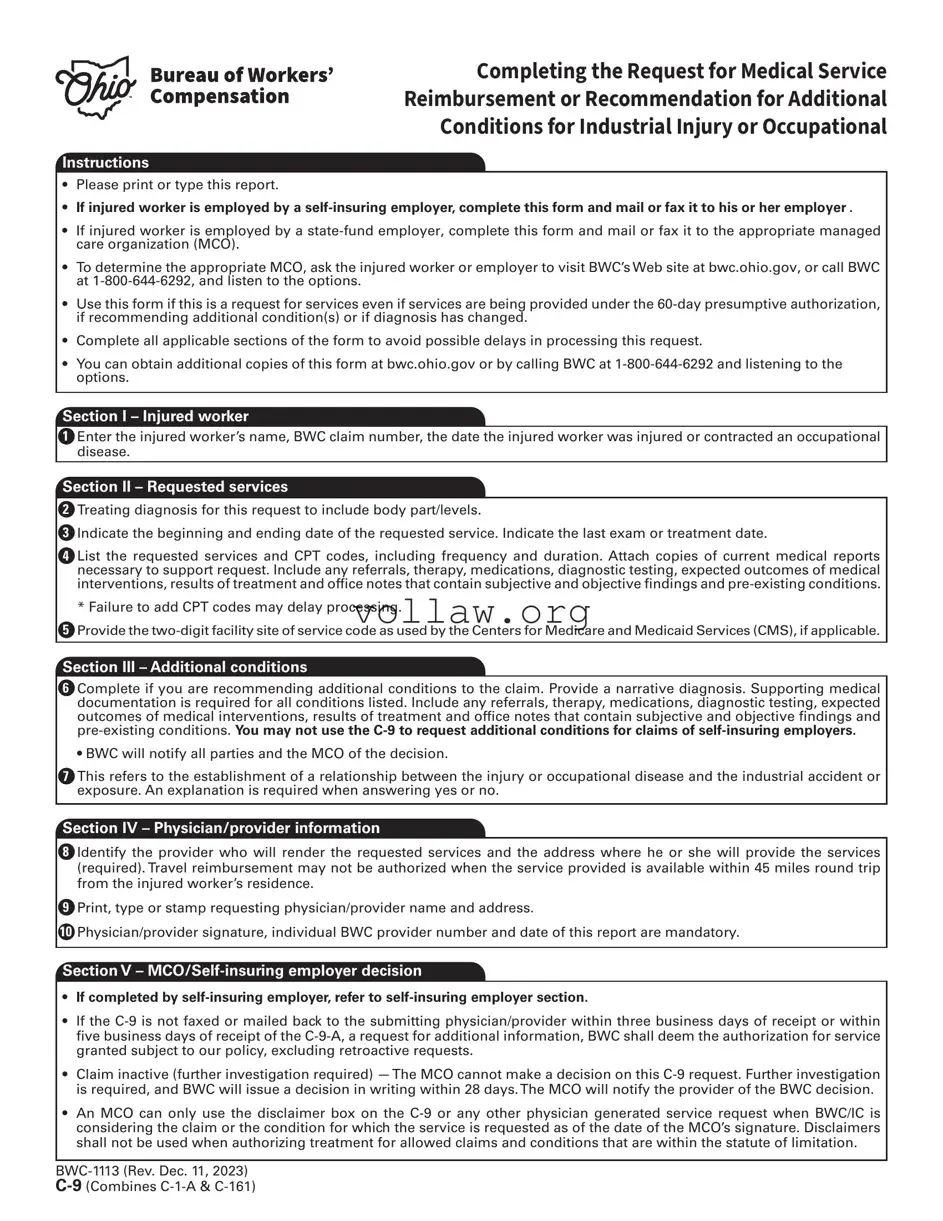 Ohio Bwc Writable C 9 Template