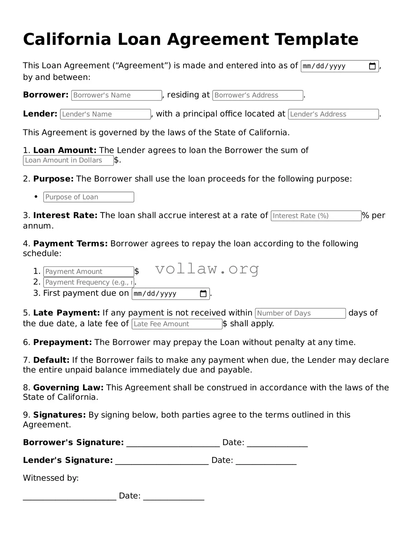 Attorney-Verified  Loan Agreement Form for California