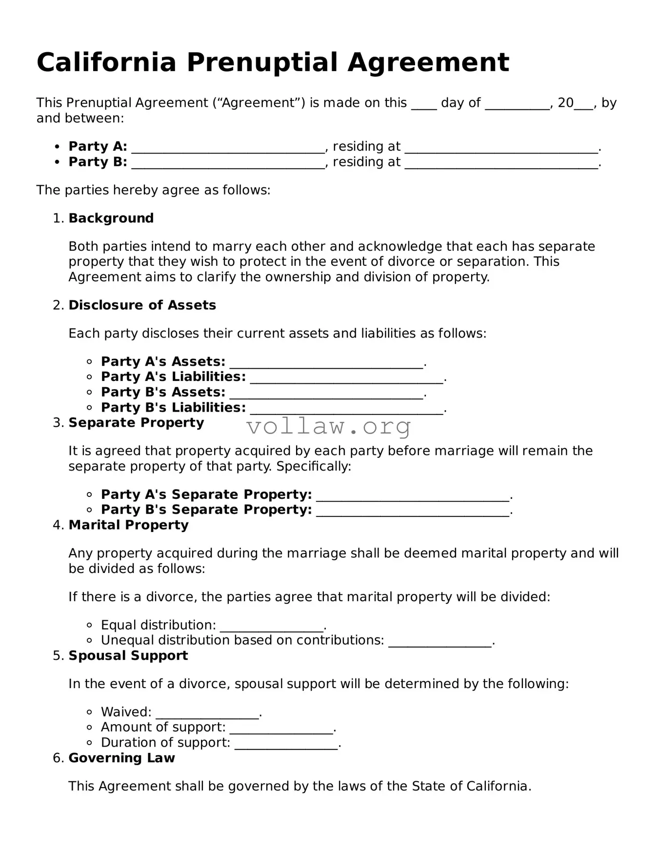 Attorney-Verified  Prenuptial Agreement Form for California