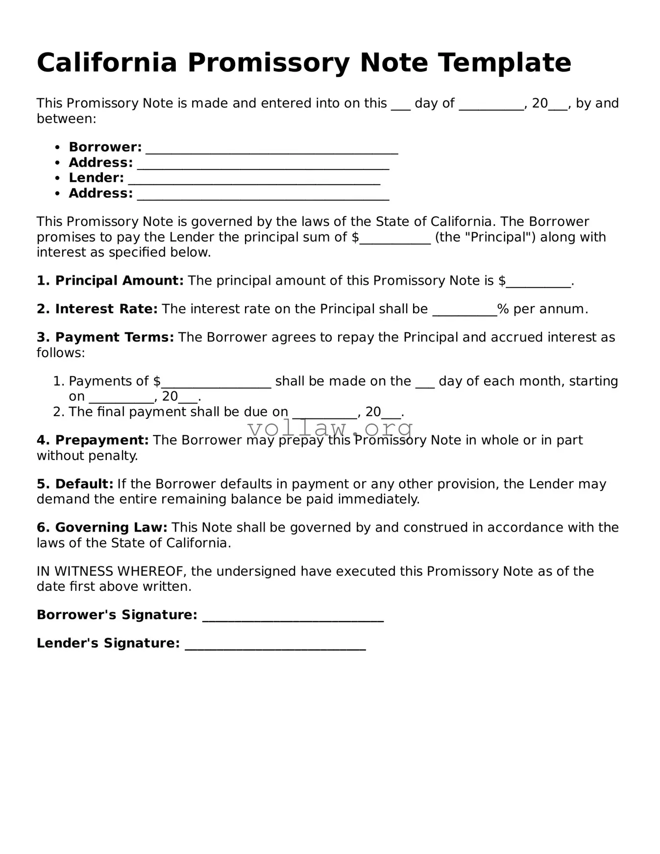 Attorney-Verified  Promissory Note Form for California