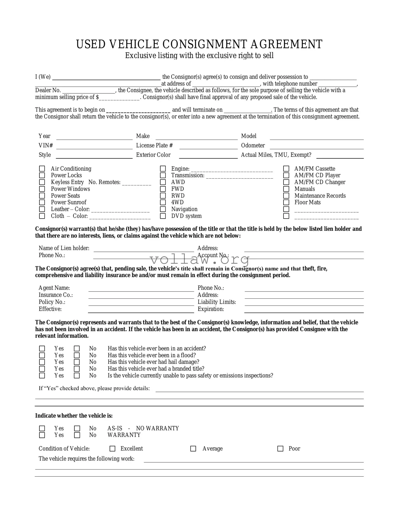 Car Consignment Template