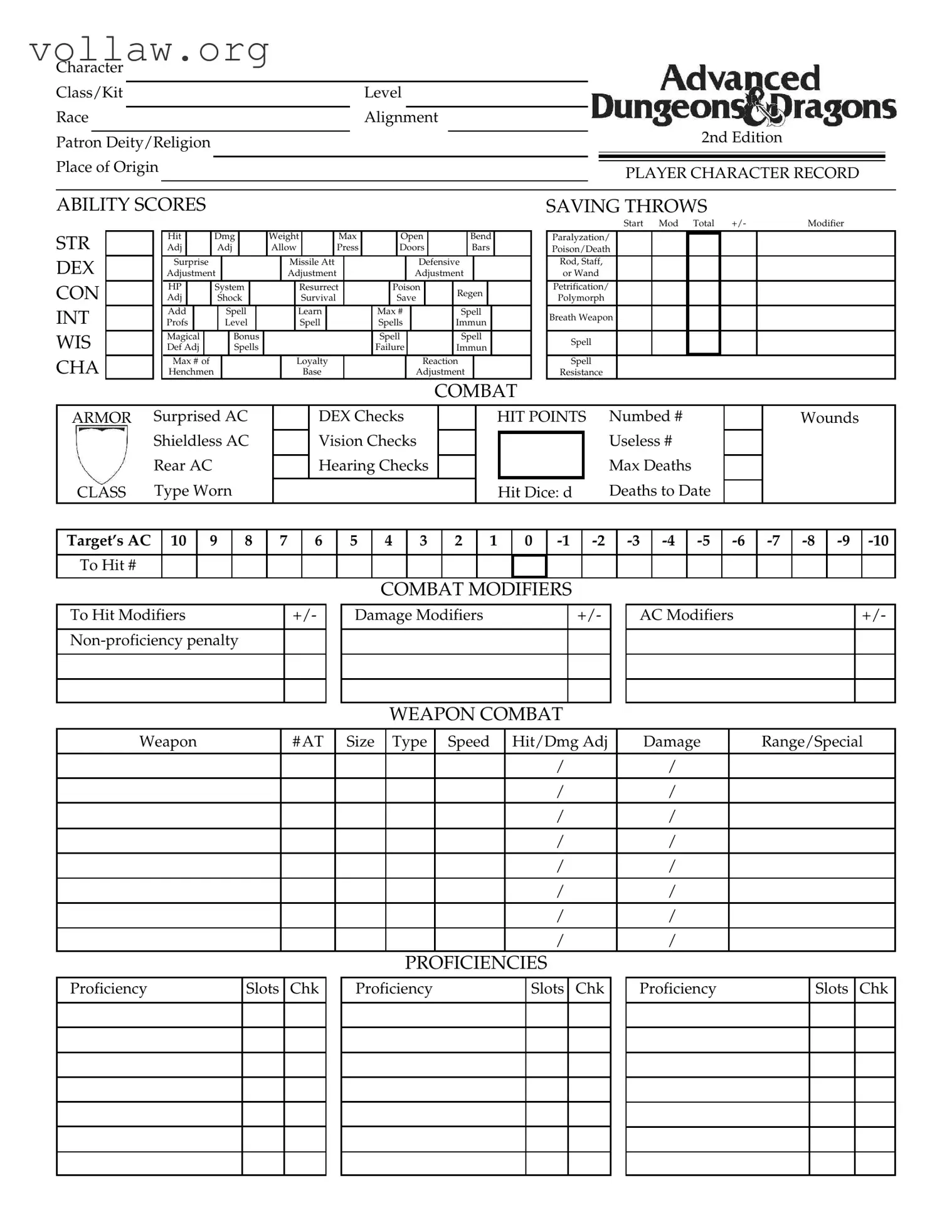 Add Character Sheet Template
