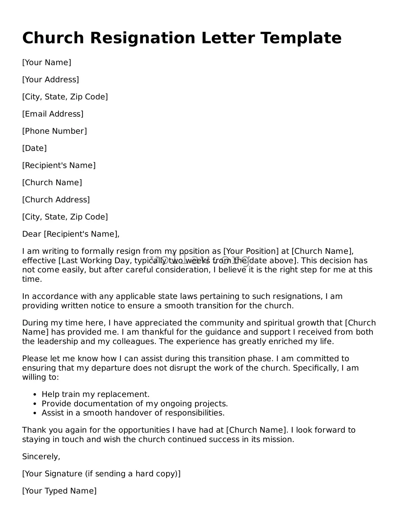 Free Church Resignation Letter Form