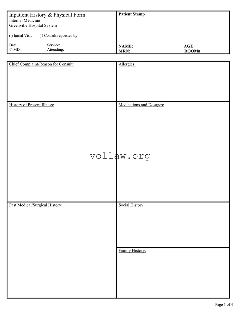 History And Physical Template