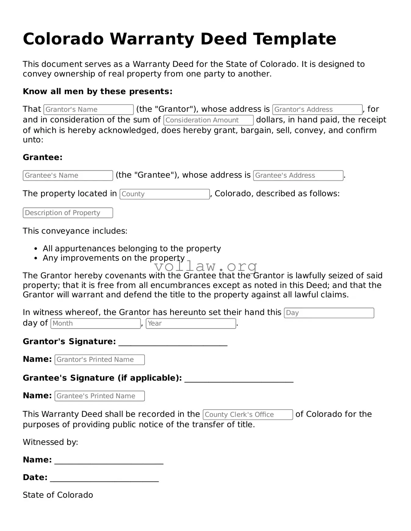 Attorney-Verified  Deed Form for Colorado