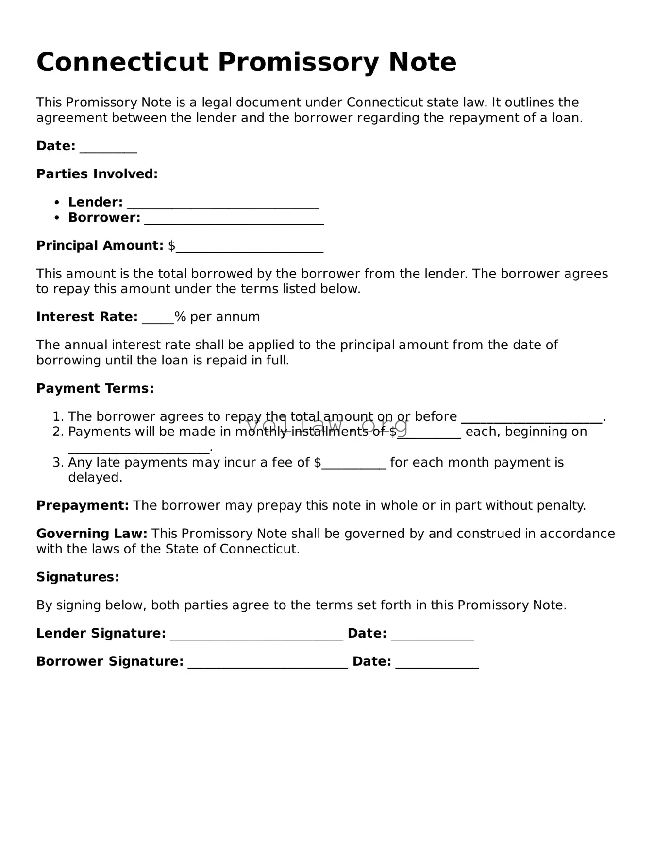 Attorney-Verified  Promissory Note Form for Connecticut