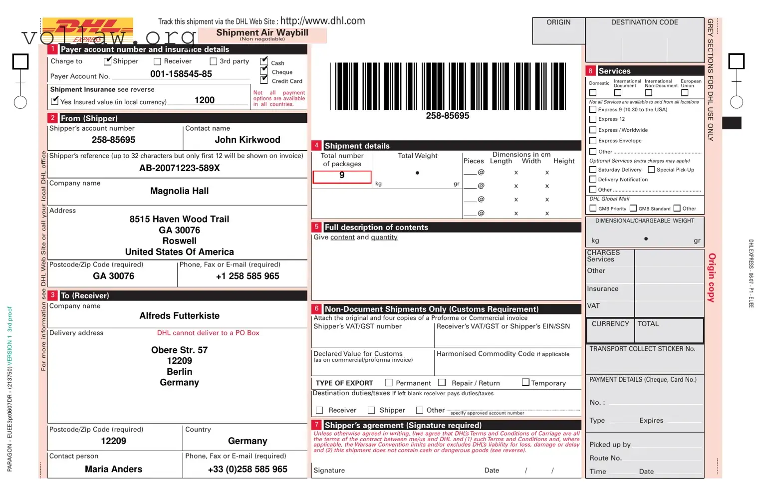 Dhl Waybill Template