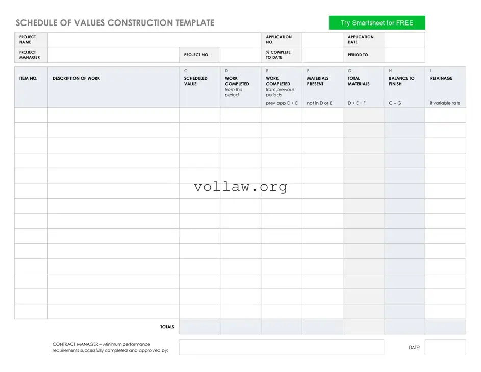 Schedule Values Template