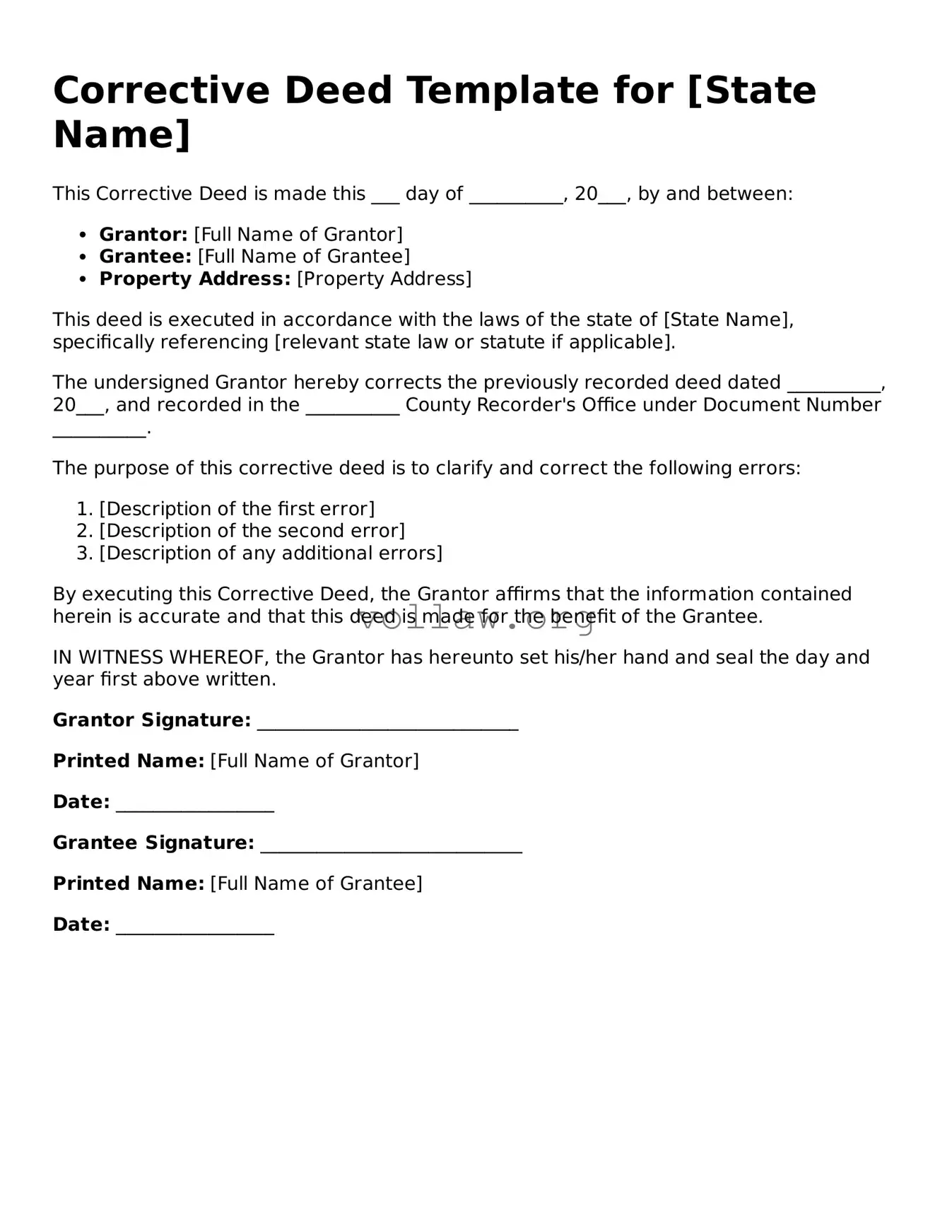 Free Corrective Deed Form