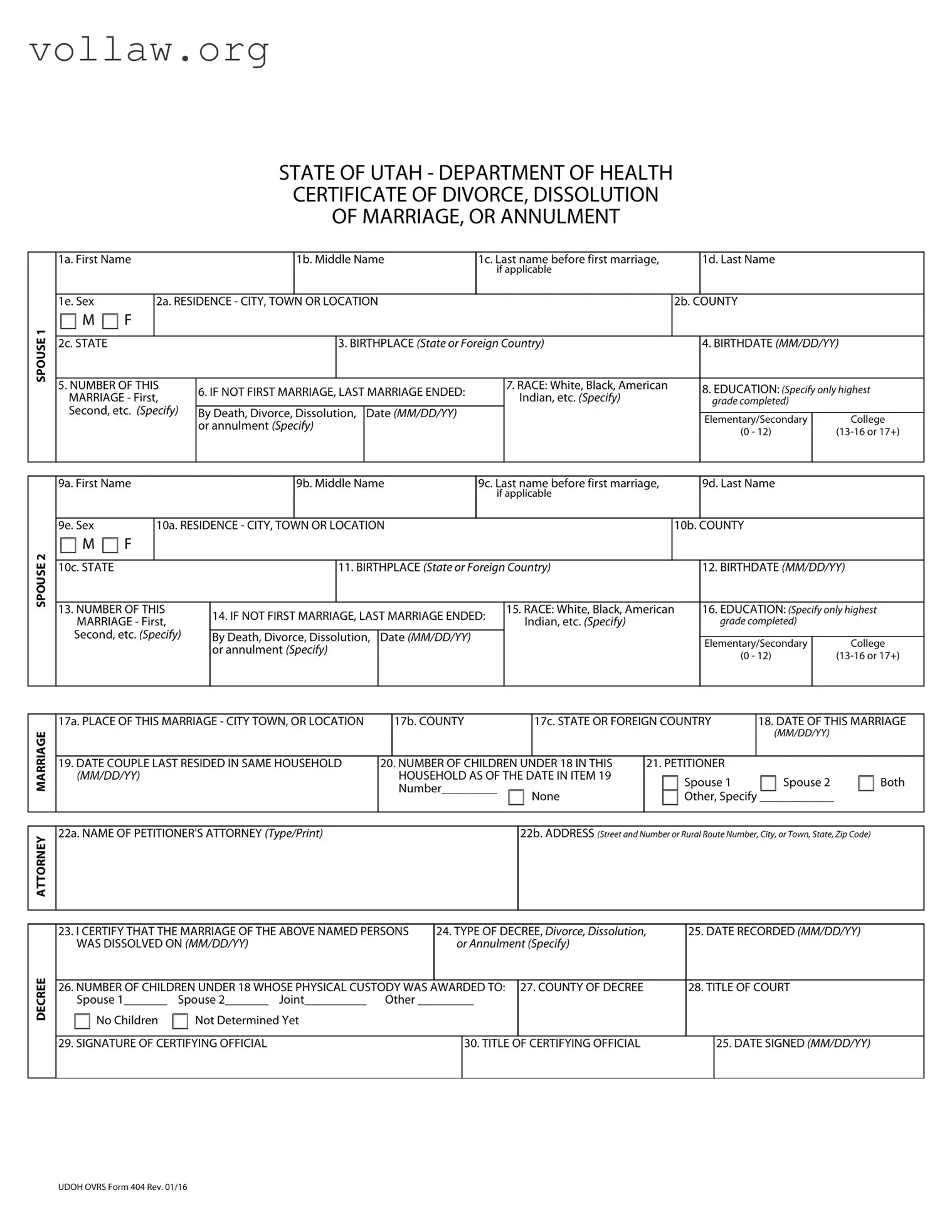 Divorce Certificate Template