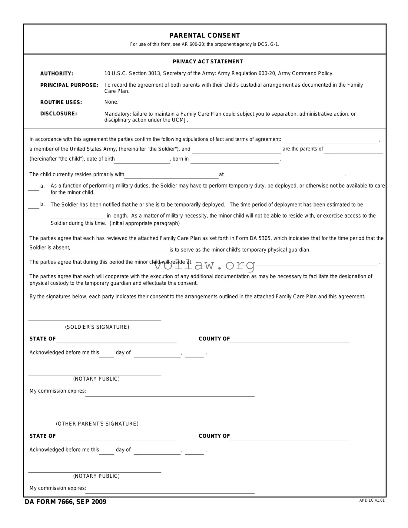 DA 7666 Template