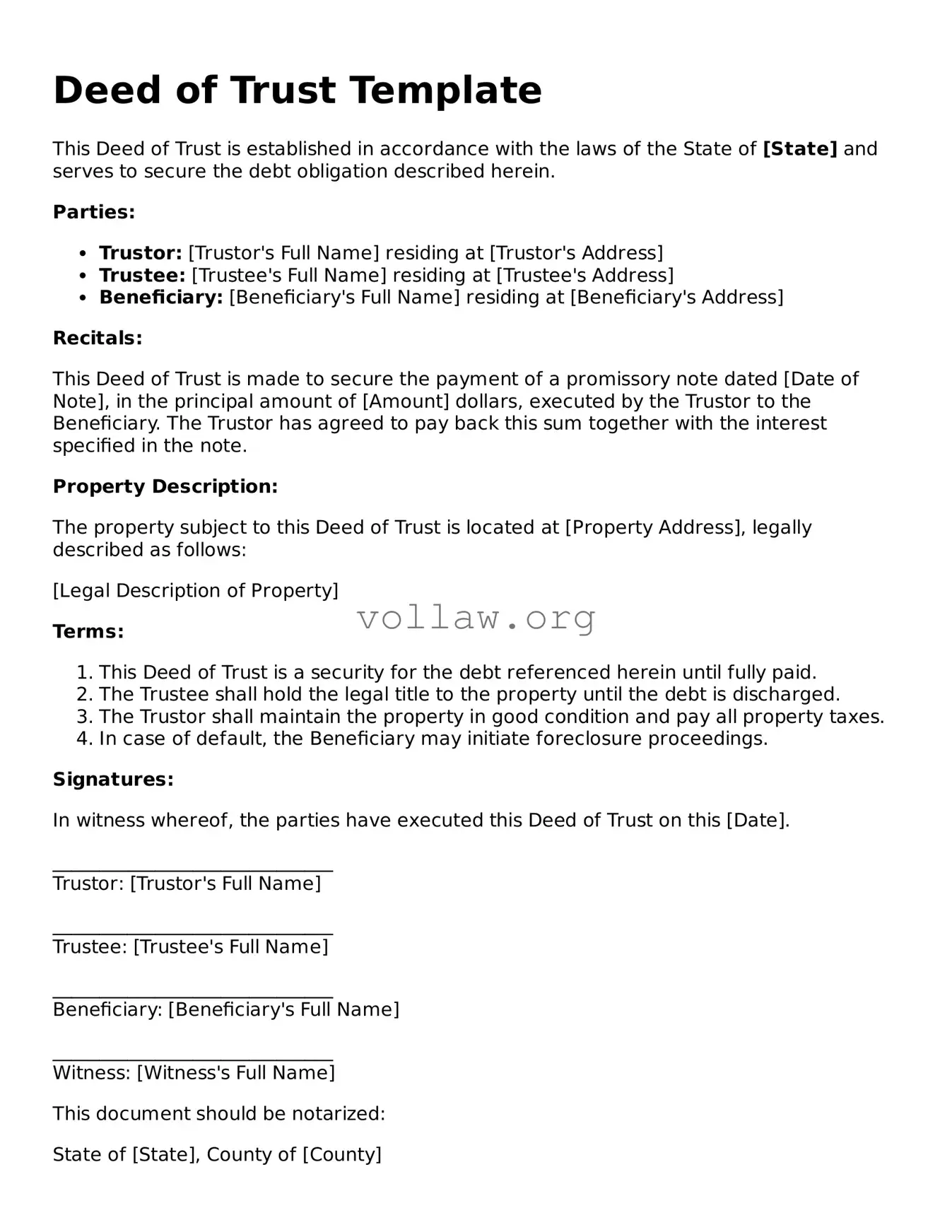 Free Deed of Trust Form
