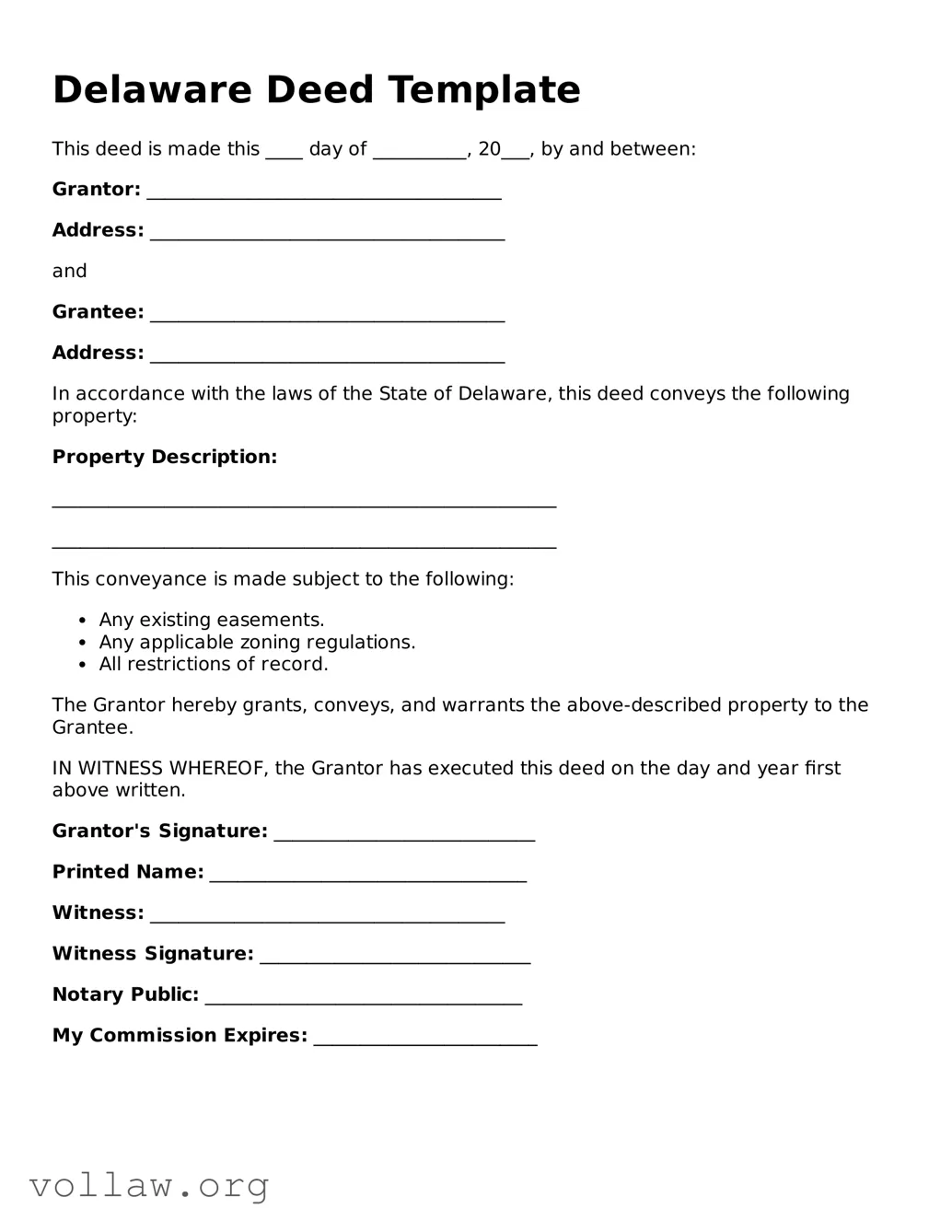 Attorney-Verified  Deed Form for Delaware