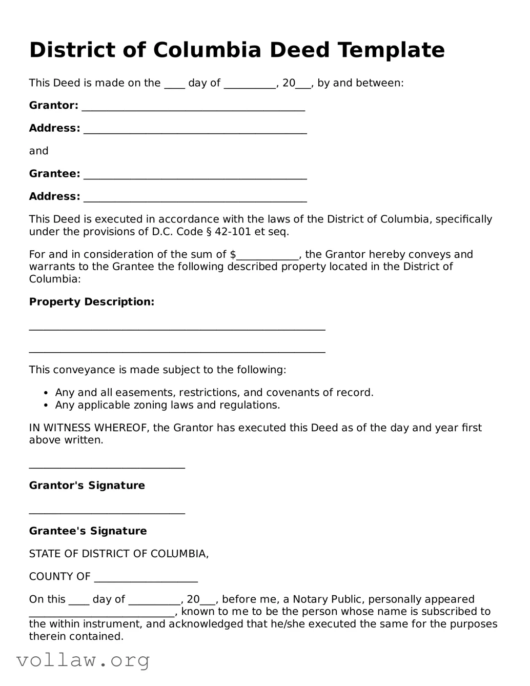Attorney-Verified  Deed Form for District of Columbia