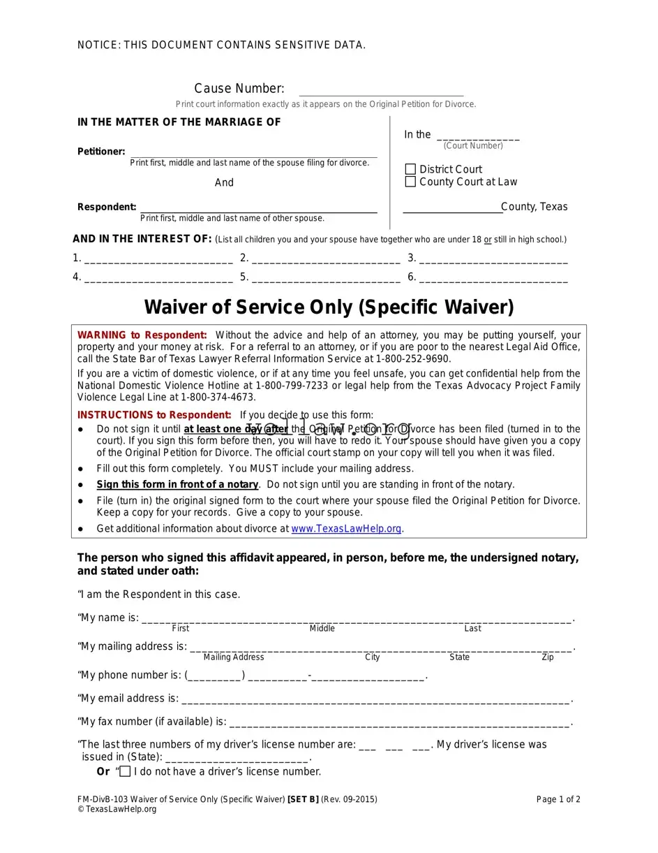 Waiver Service Template