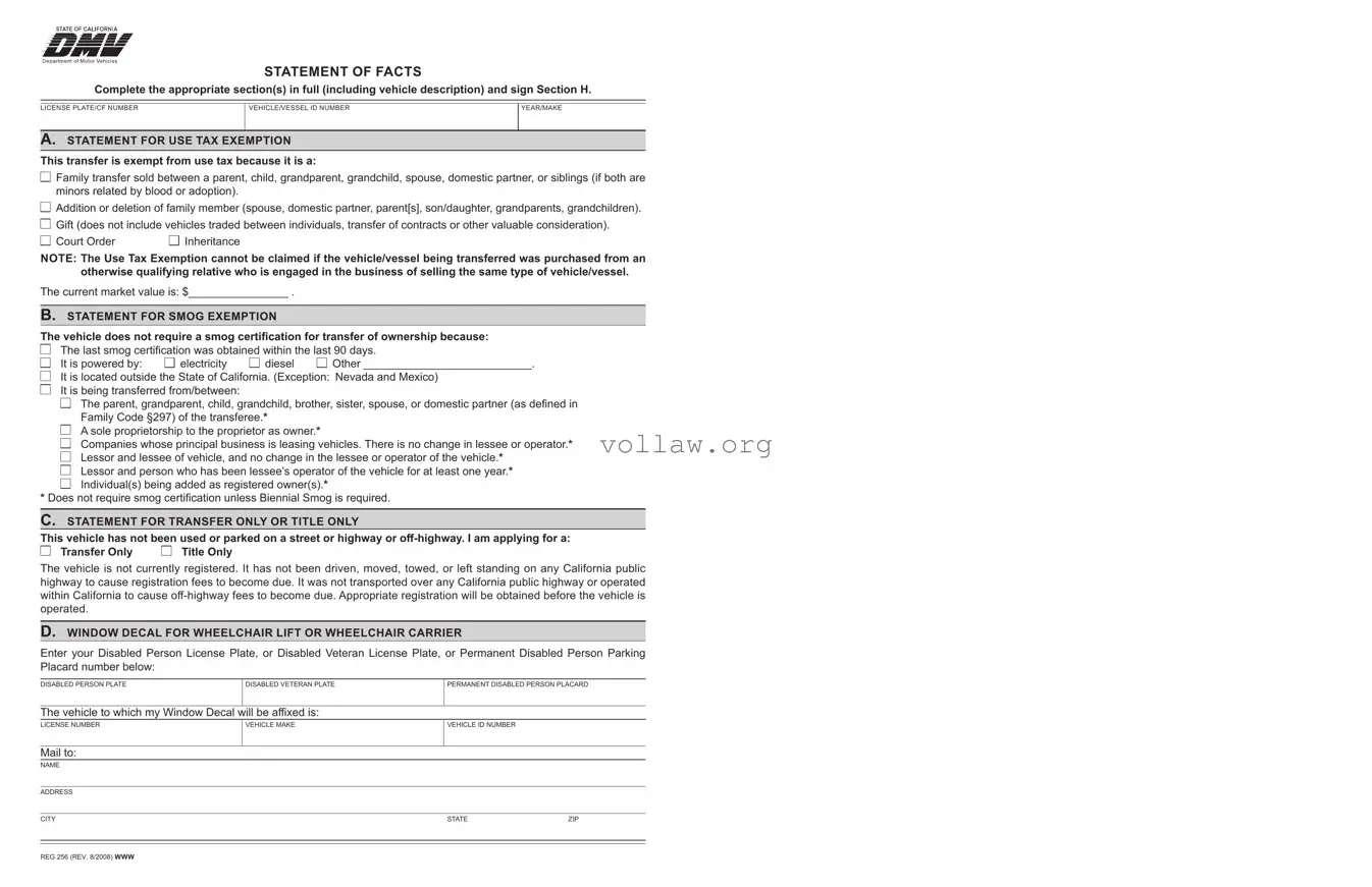 Dmv Reg 256 Template