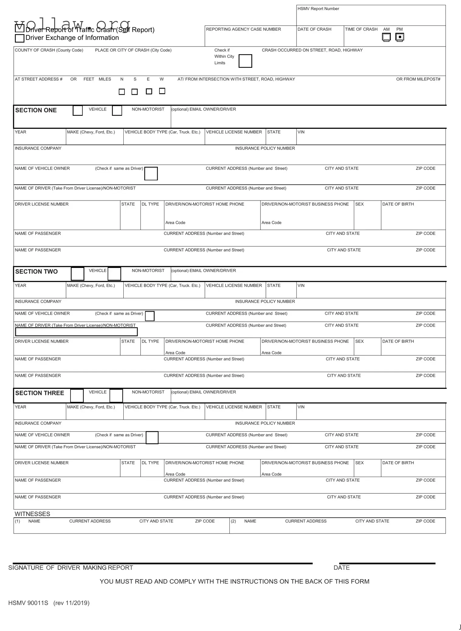 Florida Traffic Crash Report Template