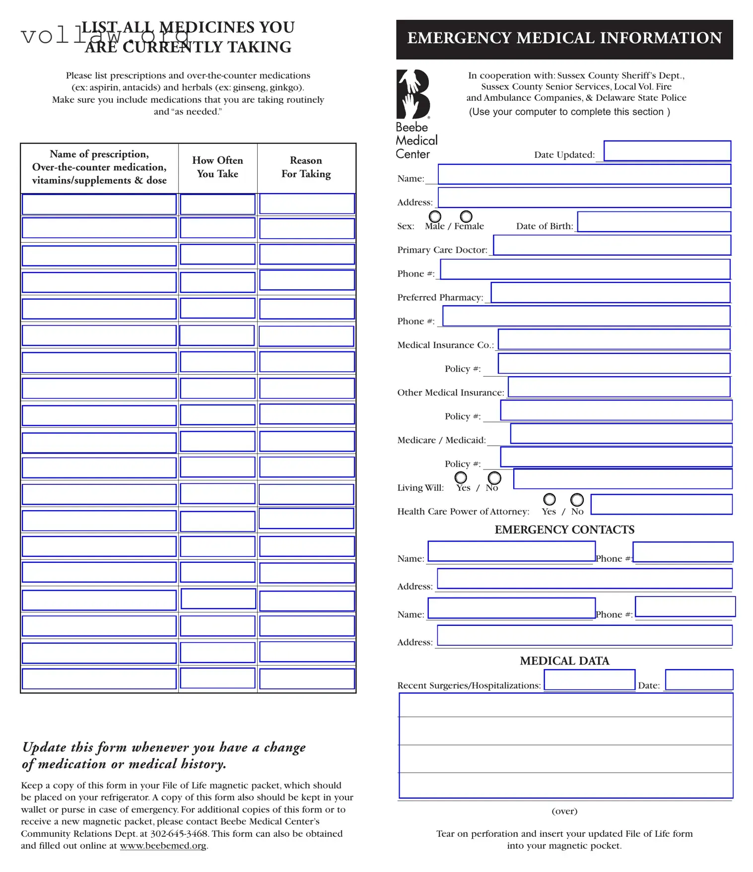 File Of Life Template