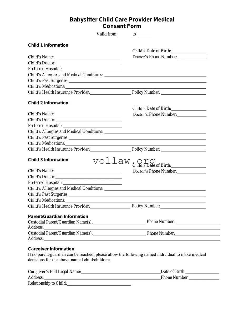 Medical Consent Babysitter Template