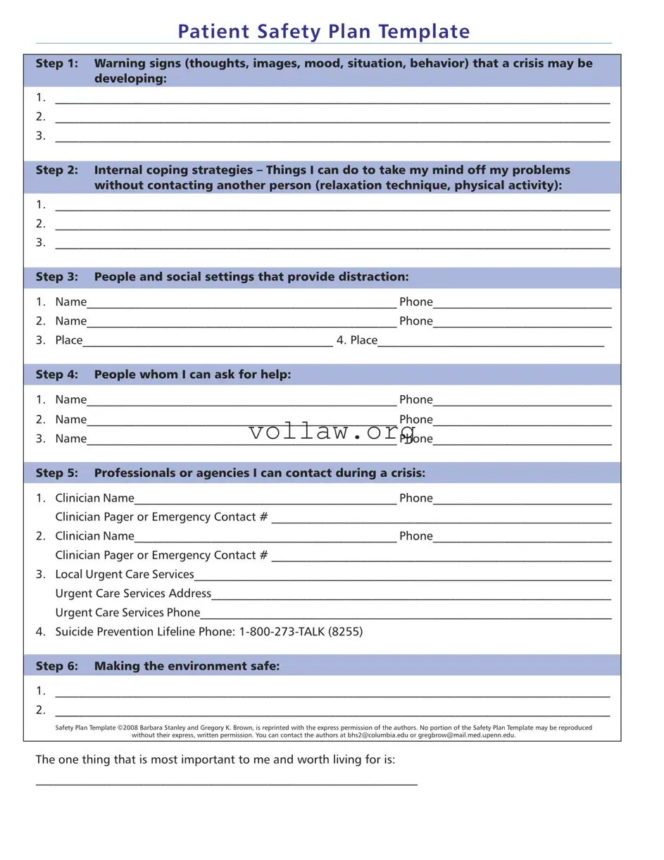 Safety Plan Template