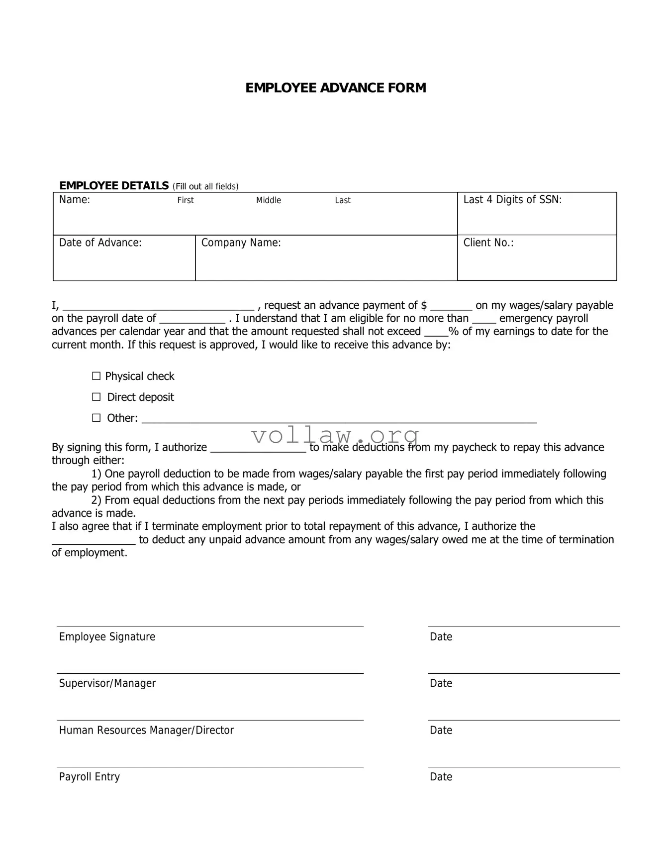 Employee Advance Template