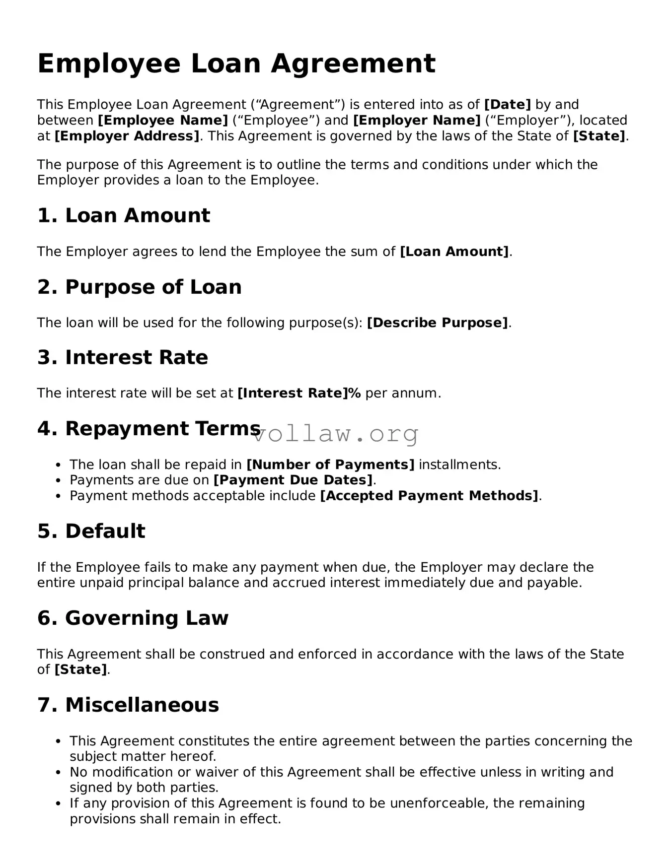 Free Employee Loan Agreement Form