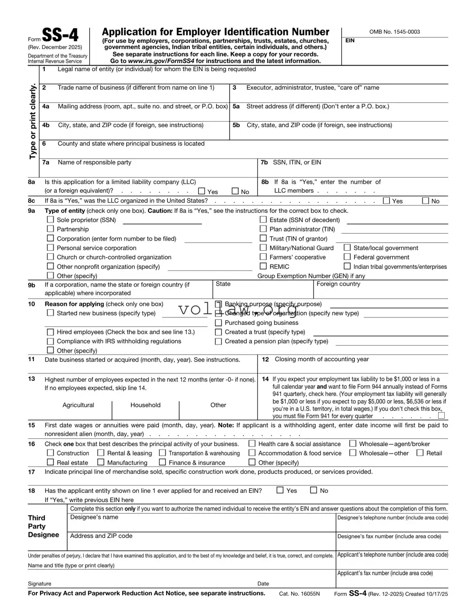 IRS SS-4 Template