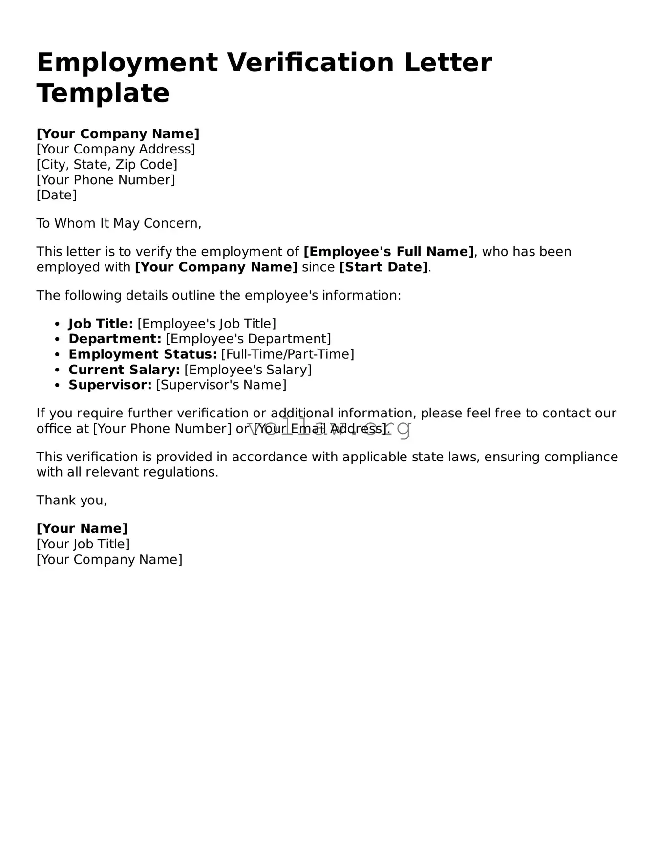 Free Employment Verification Form