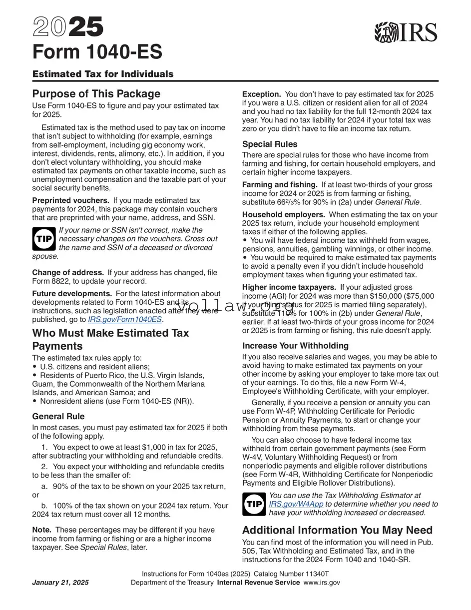 IRS 1040-ES Template