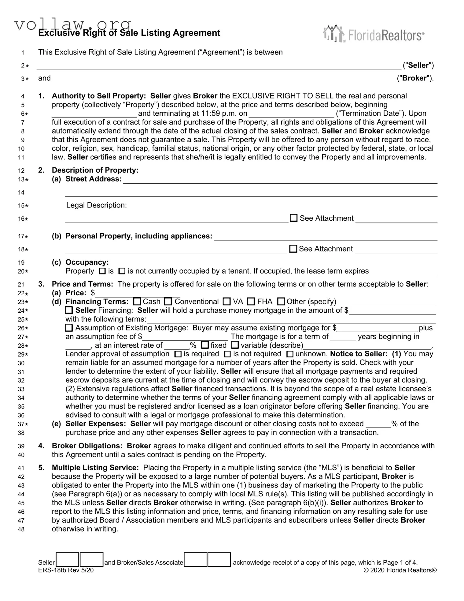 Florida Listing Agreement Template