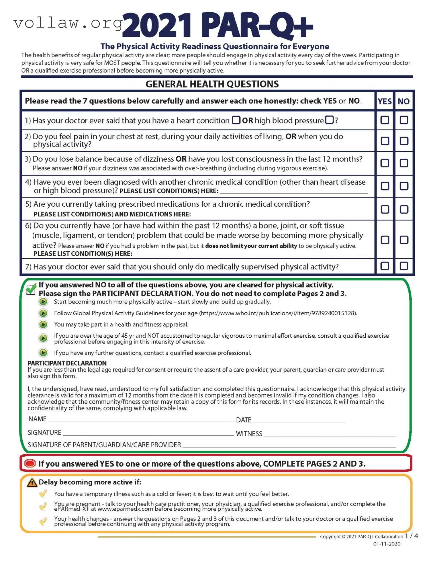 Activity Parq Template