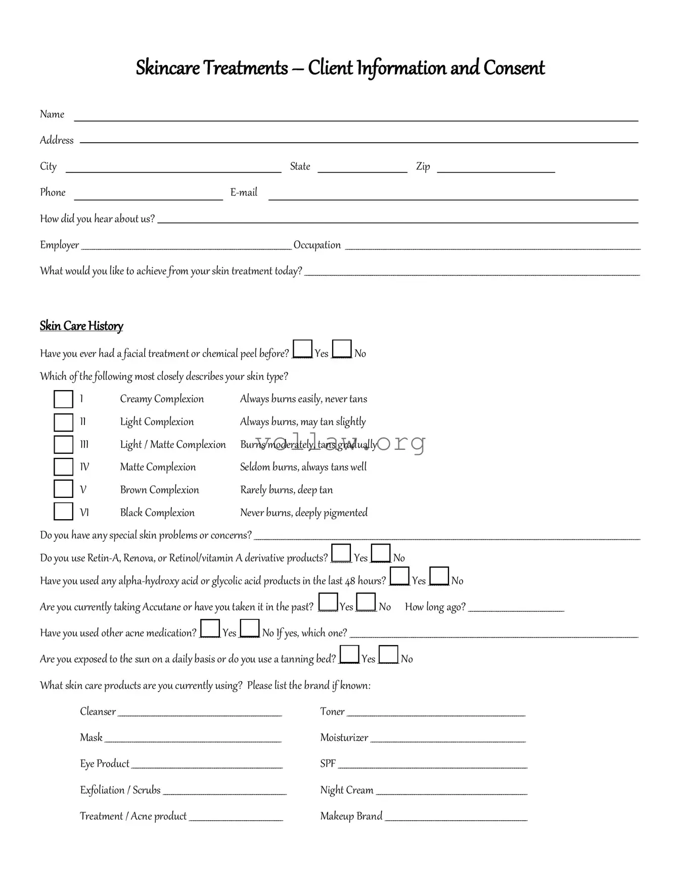 Facial Consent Template