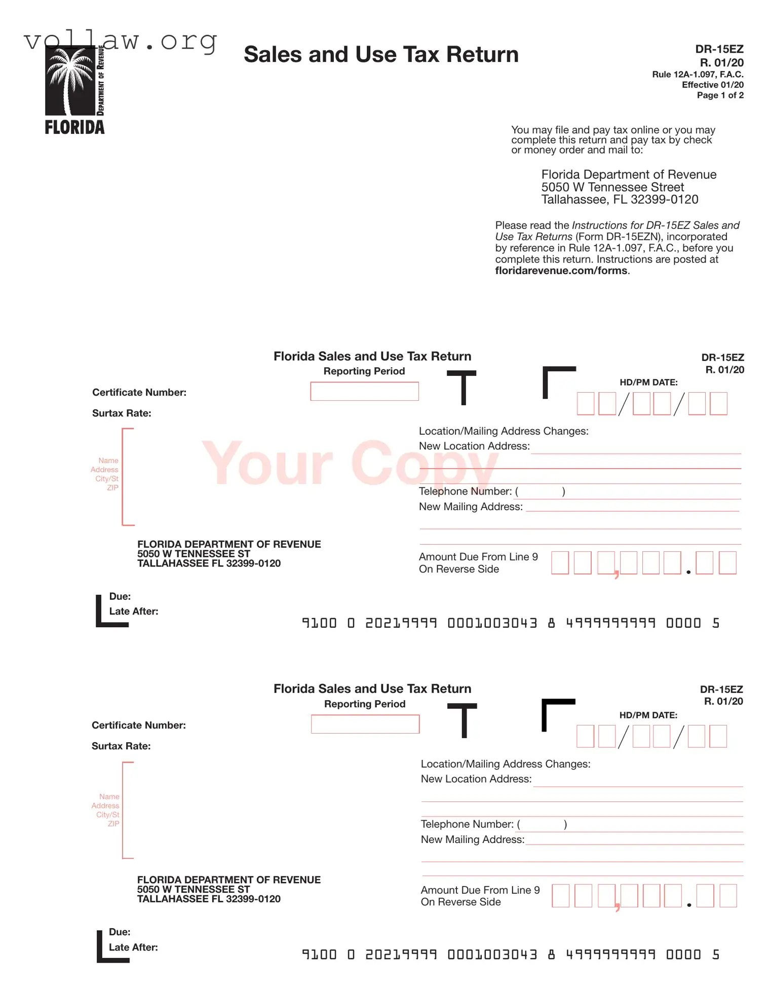 Dr 15Ez Sales Tax Template