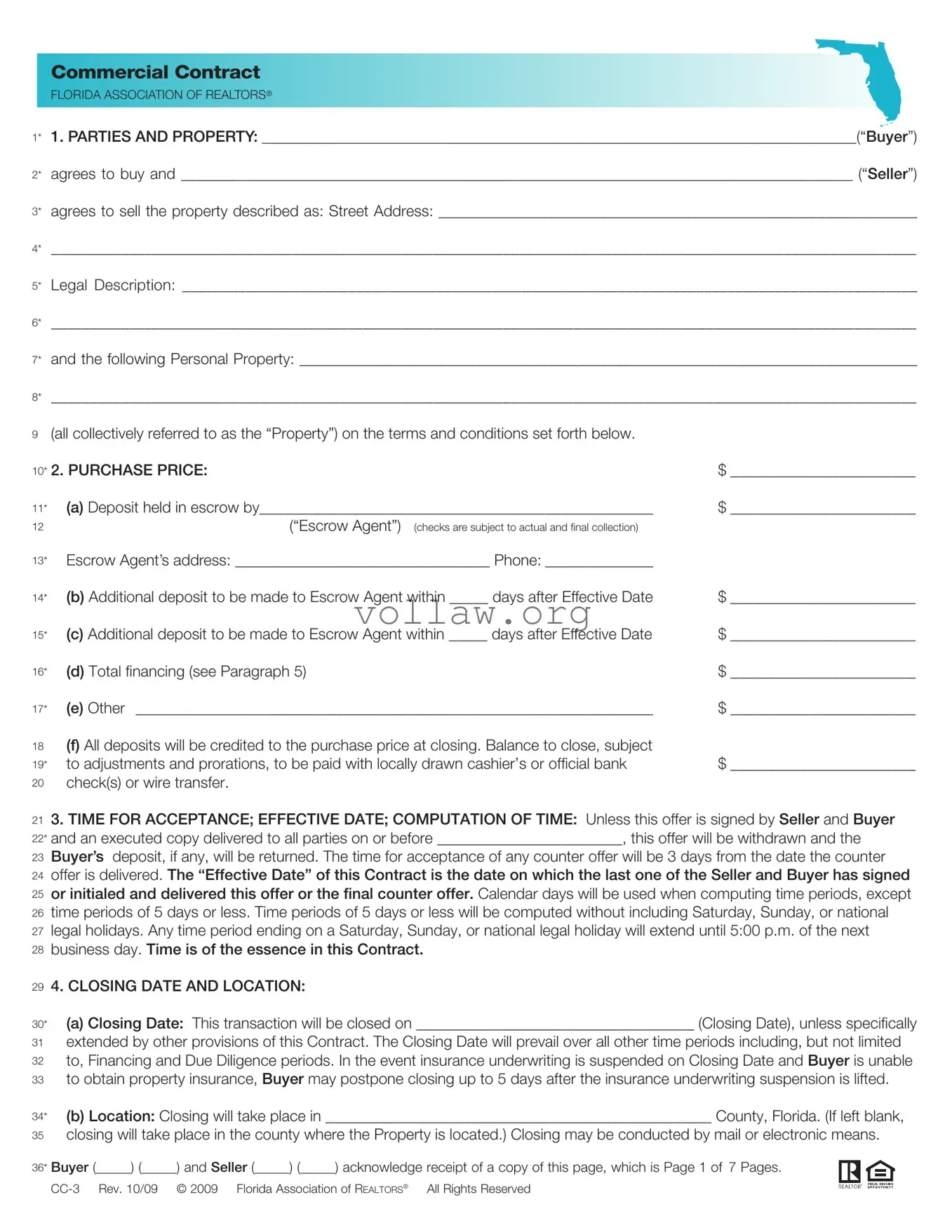 Florida Commercial Contract Template